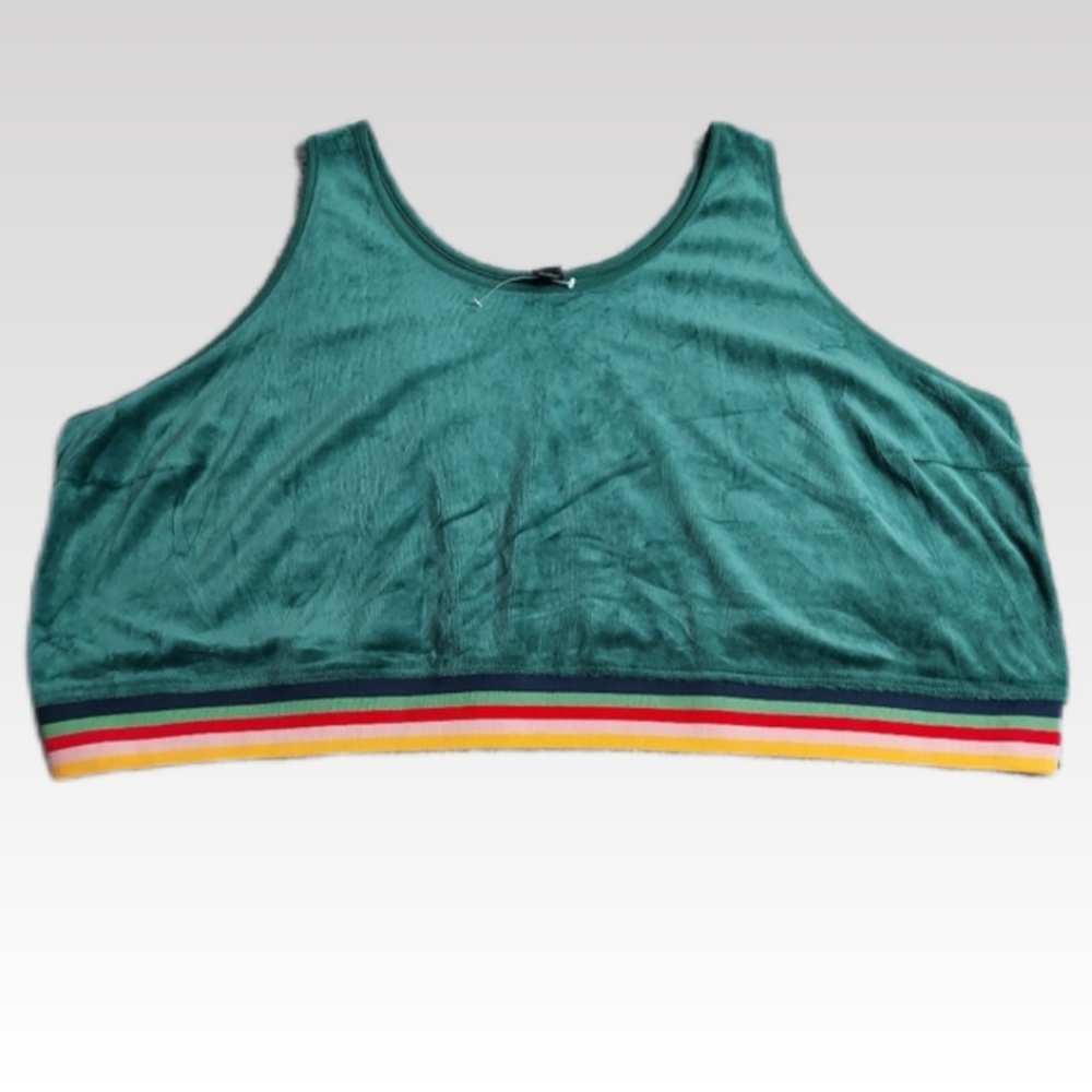Plus Size Crop Tank 4X Green Velour Soft Comfy Casual Wild Fable Loungewear NWOT